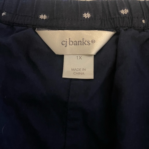 CJ Banks Navy w/White Embroidery Midi Skirt - Picture 6 of 6